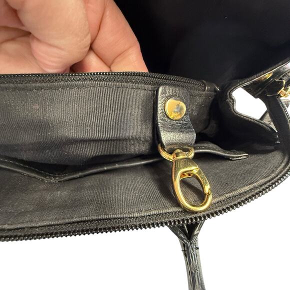 Vintage Y2K Etienne Aigner Black‎ Leather 2 Handle Shoulder Bag Crossbody Strap - Picture 10 of 13